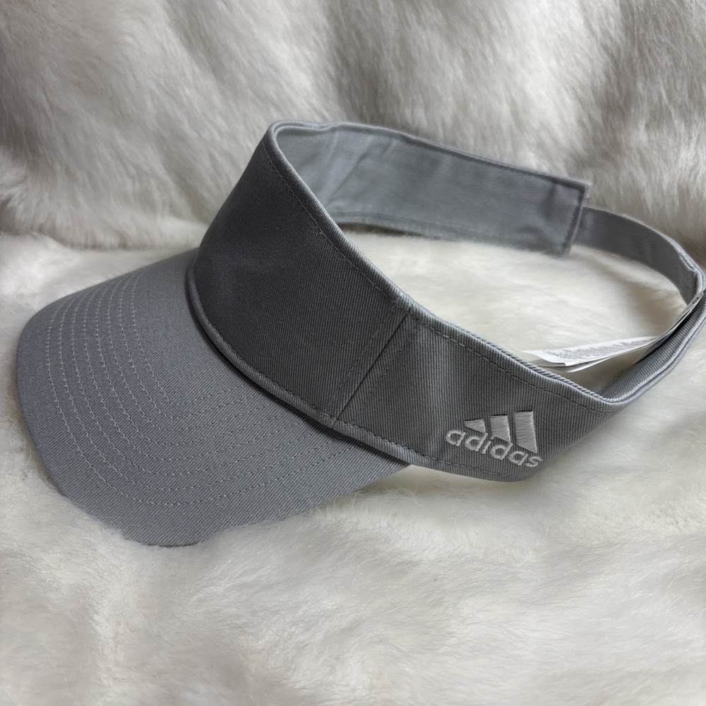 Adidas Team Gray Adjustable Visor Logo Hat NWOT
